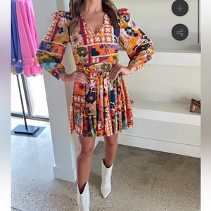 LaRoque Floral Patchwork Long Sleeve Mini Dress